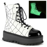 Vegan weiss 5 cm SLACKER-88 Demonia stiefeletten mit plateau