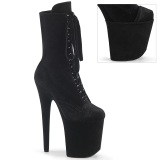 Velvet 20 cm FLAMINGO-1045VEL black ankle boots high heels + protective toe caps