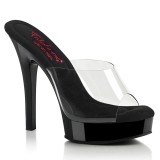 Vinyl 13,5 cm MAJESTY-501 Schwarze high heels mules