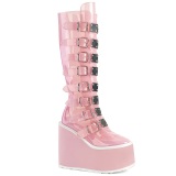 Vinyl 14 cm SWING-815C buckle boots - alternative boots platform rose
