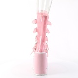 Vinyl 14 cm SWING-C platform halbhohe stiefel damen mit schnallen rosa