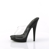 Vinyl 15 cm SULTRY-601 Schwarze high heels mules