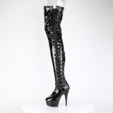 Vinyl crotch 15 cm DELIGHT-4050 Schwarze overknee high heels stiefel