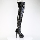 Vinyl crotch 15 cm DELIGHT-4050 Schwarze overknee high heels stiefel