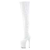 Vinyl crotch 20 cm FLAMINGO-4000 Weisse overknee high heels stiefel