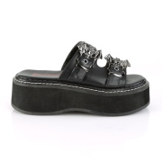 Vinyl mules 5 cm DemoniaCult EMILY-100 gothic platform mules fledermausflügel