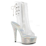 Vinyl rhinestones 15 cm BEJEWELED-1018DM platform ankle boots