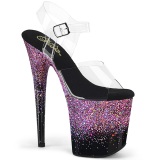 Violett 20 cm FLAMINGO glitter plateau high heels sandaletten