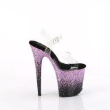 Violett 20 cm FLAMINGO glitter plateau high heels sandaletten