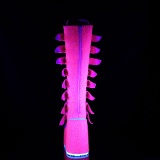 Wedge 14 cm S815 plateaustiefel damen mit schnallen neon rosa