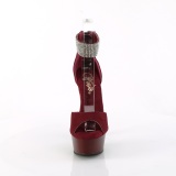 Weinrot 15 cm DELIGHT-625 pleaser high heels mit knöchelriemen