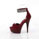 Weinrot 15 cm DELIGHT-625 pleaser high heels mit knöchelriemen