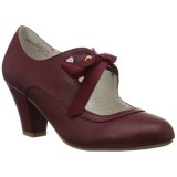 Weinrot 6,5 cm WIGGLE-32 retro vintage maryjane pumps mit blockabsatz