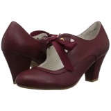 Weinrot 6,5 cm WIGGLE-32 retro vintage maryjane pumps mit blockabsatz