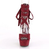 Weinrot Kunstleder 15 cm DELIGHT-679 high heels mit knöchelschnürung
