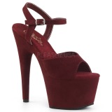Weinrot Kunstleder 18 cm ADORE-709FS Sandaletten mit high heels