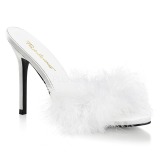 Weiss 10 cm CLASSIQUE-01F damen pantoletten mit marabou federn