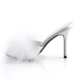 Weiss 10 cm CLASSIQUE-01F damen pantoletten mit marabou federn