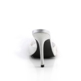 Weiss 10 cm CLASSIQUE-01F damen pantoletten mit marabou federn