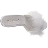 Weiss 13 cm POISE-501F Mules Schuhe mit Marabou Federn - Plüsch