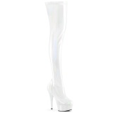 Weiss 15 cm DELIGHT-3000HWR Hologramm poledance overkneestiefel