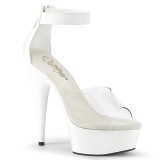 Weiss 15 cm DELIGHT-624 pleaser high heels mit knöchelriemen