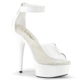 Weiss 15 cm DELIGHT-624 pleaser high heels mit knchelriemen
