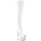 Weiss 18 cm BEJ-3011-7 Hologramm poledance overknee lackstiefel