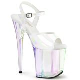 Weiss 20 cm FLAMINGO-809HT Hologramm plateau high heels