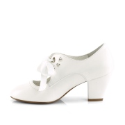 Weiss 6,5 cm WIGGLE-32 retro vintage maryjane pumps mit blockabsatz