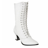 Weiss 7 cm VICTORIAN-120 Damen Stiefeletten mit Schnrsenkel