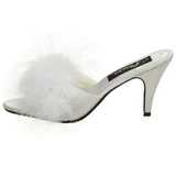 Weiss 8 cm AMOUR-03 Mules Schuhe mit Marabou Federn - Plüsch