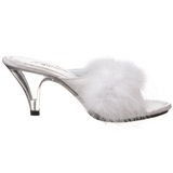 Weiss Federn 8 cm BELLE-301F Mules Damen Schuhe für Herren