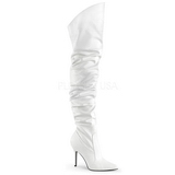 Weiss Kunstleder 10 cm CLASSIQUE-3011 Overknees Damenstiefel