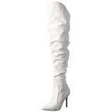 Weiss Kunstleder 10 cm CLASSIQUE-3011 Overknees Damenstiefel