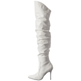 Weiss Kunstleder 10 cm CLASSIQUE-3011 Overknees Damenstiefel