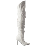 Weiss Kunstleder 10 cm CLASSIQUE-3011 Overknees Damenstiefel