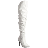 Weiss Kunstleder 10 cm CLASSIQUE-3011 Overknees Damenstiefel