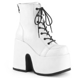 Weiss Kunstleder 13 cm DEMONIA CAMEL-203 chunky gothic stiefeletten