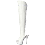 Weiss Kunstleder 15 cm DELIGHT-3019 overknee stiefel mit plateausohle