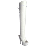 Weiss Kunstleder 15 cm DELIGHT-3019 overknee stiefel mit plateausohle