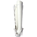 Weiss Kunstleder 15 cm DELIGHT-3019 overknee stiefel mit plateausohle