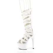 Weiss Kunstleder 18 cm ADORE-700-48 high heels mit knöchelschnürung
