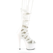 Weiss Kunstleder 18 cm ADORE-700-48 high heels mit knöchelschnürung