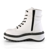 Weiss Kunstleder 3 cm LILITH-152 DemoniaCult stiefeletten mit plateau