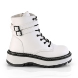 Weiss Kunstleder 3 cm LILITH-152 DemoniaCult stiefeletten mit plateau