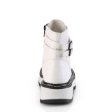 Weiss Kunstleder 3 cm LILITH-152 DemoniaCult stiefeletten mit plateau