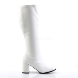 Weiss Kunstleder 7,5 cm GOGO-300WC breite waden damenstiefel mit weitschaft