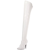 Weiss Lack 13 cm SEDUCE-3000 Overknee Stiefel für Männer