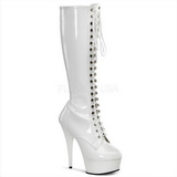 Weiss Lack 15,5 cm DELIGHT-2023 Plateau Stiefel Damen